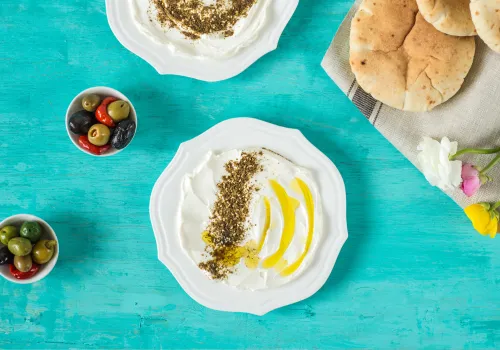 Labneh with olive oil and za'atar