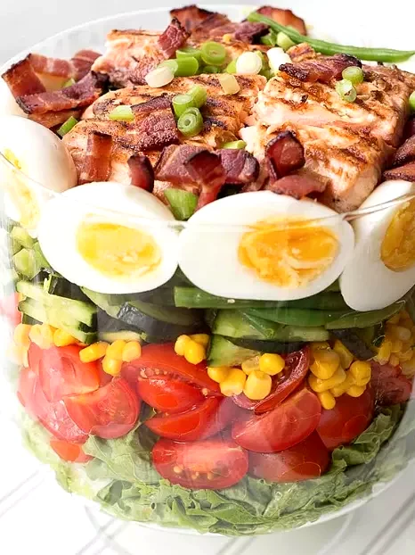 Layered Salmon Cobb Salad