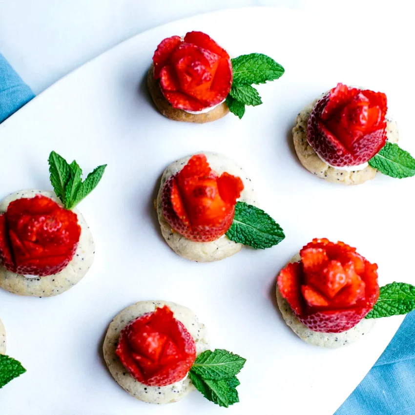 10 Amazing Strawberry Tart Recipes for Every Occasion Lemon Poppy Seed Tartlet with a Strawberry Rose