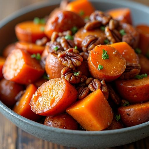 Maple Pecan Candied Sweet Potatoes