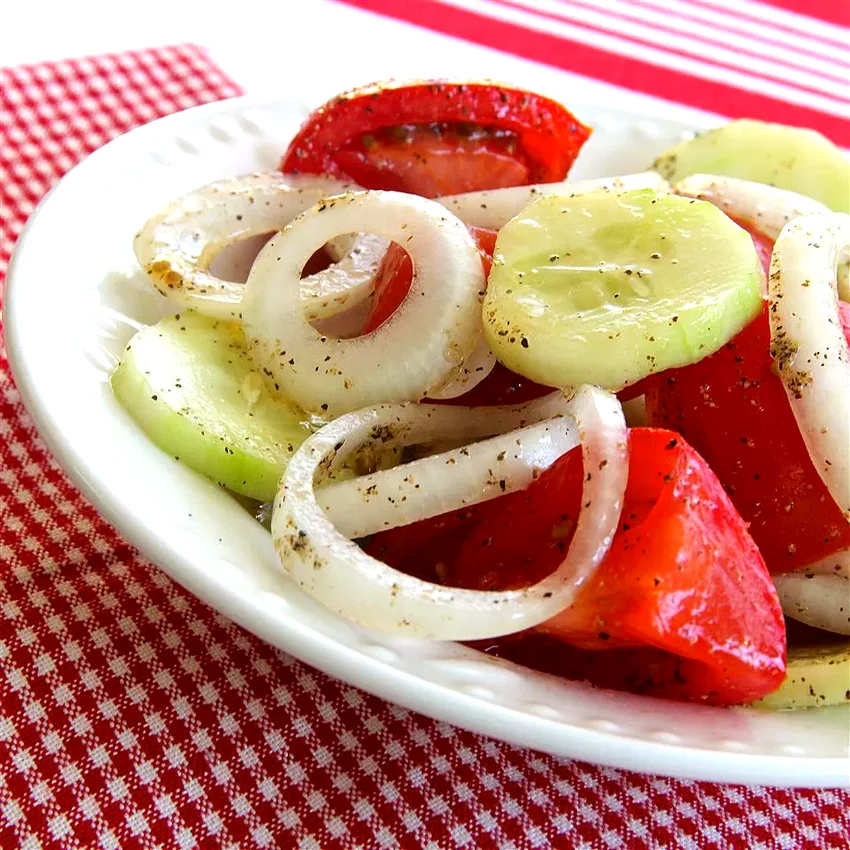 Marinated Cucumber, Onion, and Tomato Salad