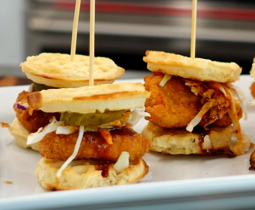 Mini Hot Chicken and Waffle Sliders