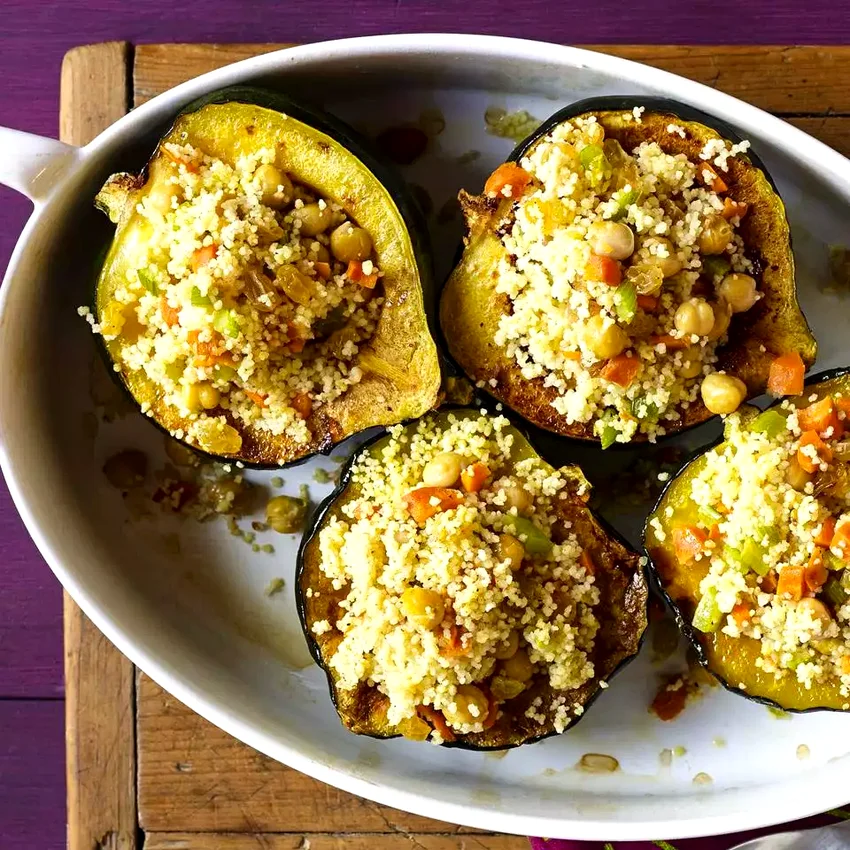 12 Delicious Roasted Acorn Squash Dishes for Fall Cooking Moroccan-Style Stuffed Acorn Squash