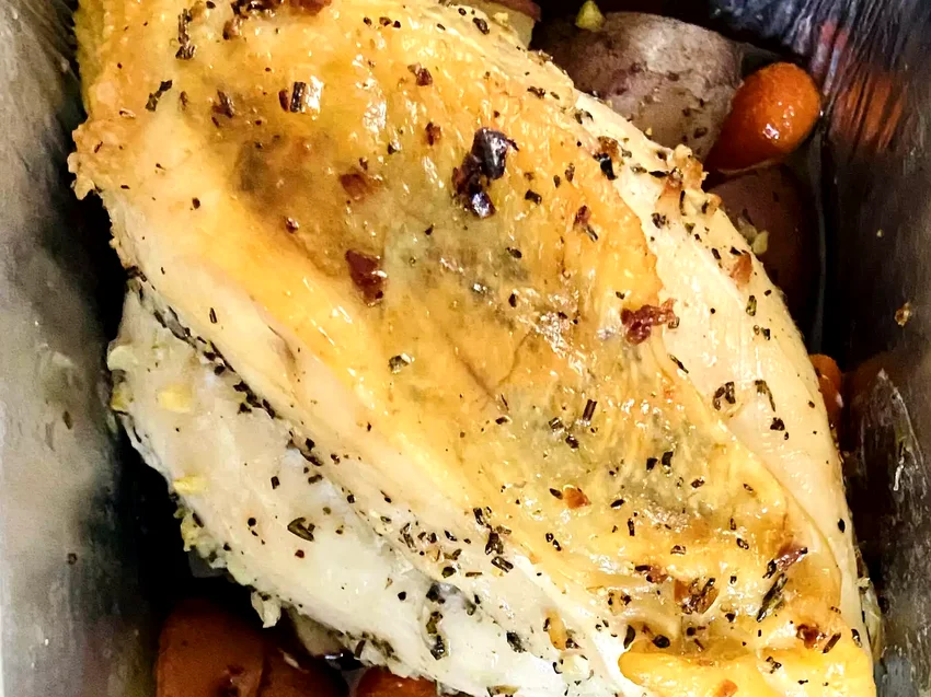24 Chicken & Potato Dishes That Never Get Old Oven-Roasted Chicken Breasts with Carrots and Red Potatoes