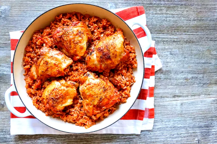 Paprika Chicken Thighs and Rice Skillet