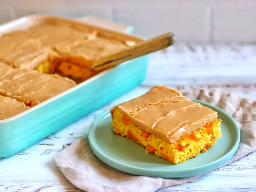 37 Yellow Cake Mix Recipes That Taste Homemade From Scratch Peach Cake with Brown Sugar Icing