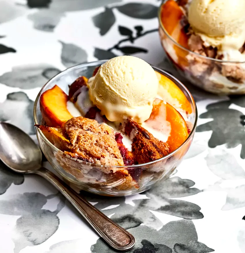 Rich Dessert Recipes Using Heavy Whipping Cream Peach Cobbler with Buttermilk Ice Cream