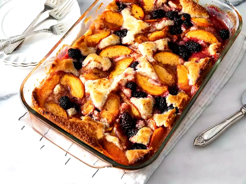 Peach and Blackberry Cobbler