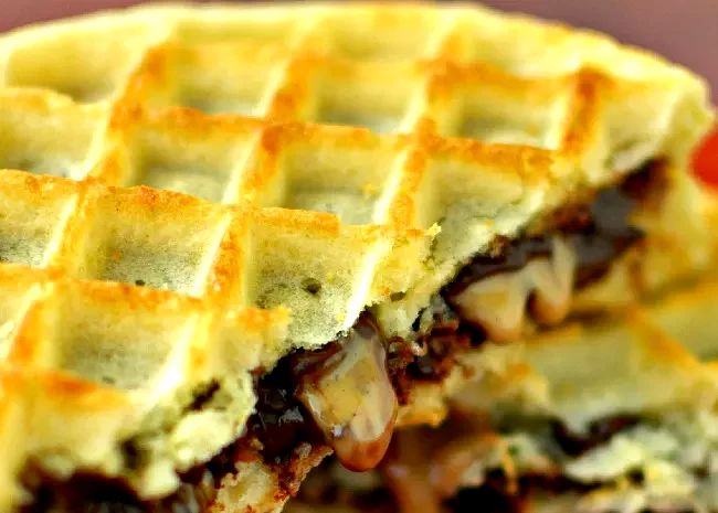 Peanut Butter Chocolate Waffle Sandwich