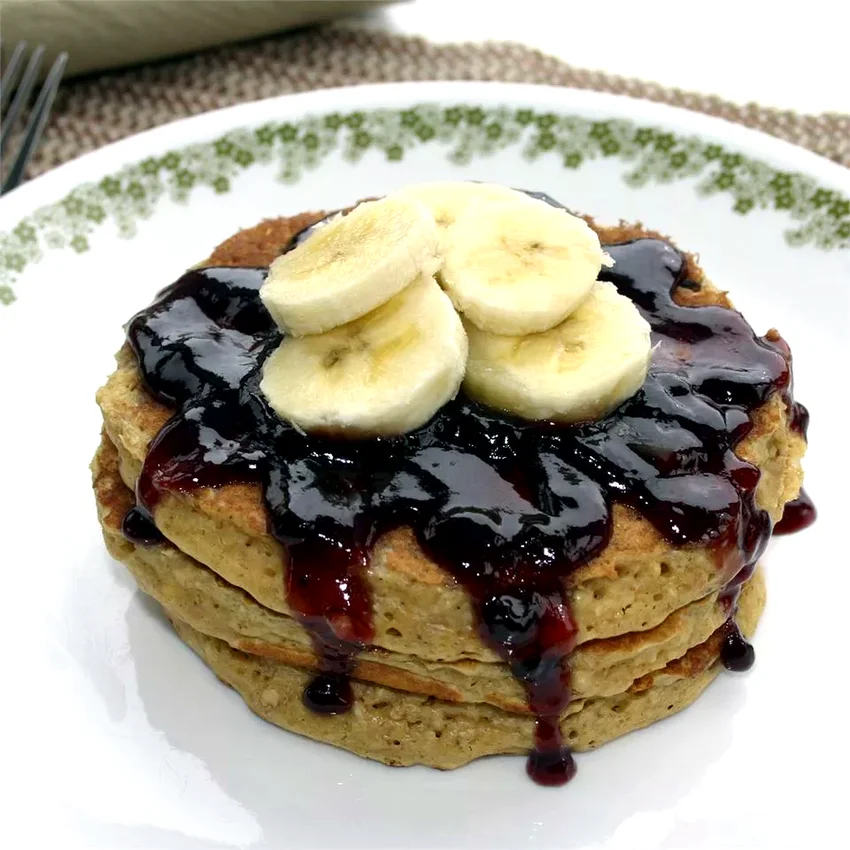 17 Hearty Oatmeal Pancake Recipes for Amazing Mornings Peanut Butter and Jelly Oatmeal Pancakes