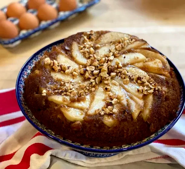 Pear Upside-Down Graham Cake