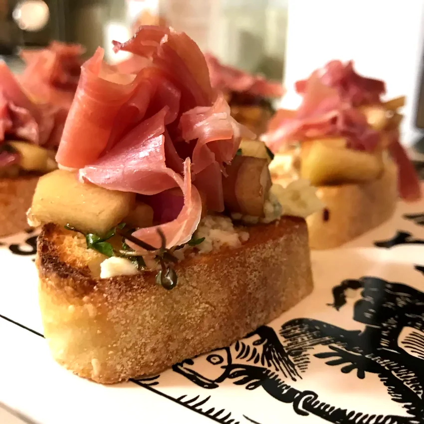 Pear and Prosciutto Bruschetta