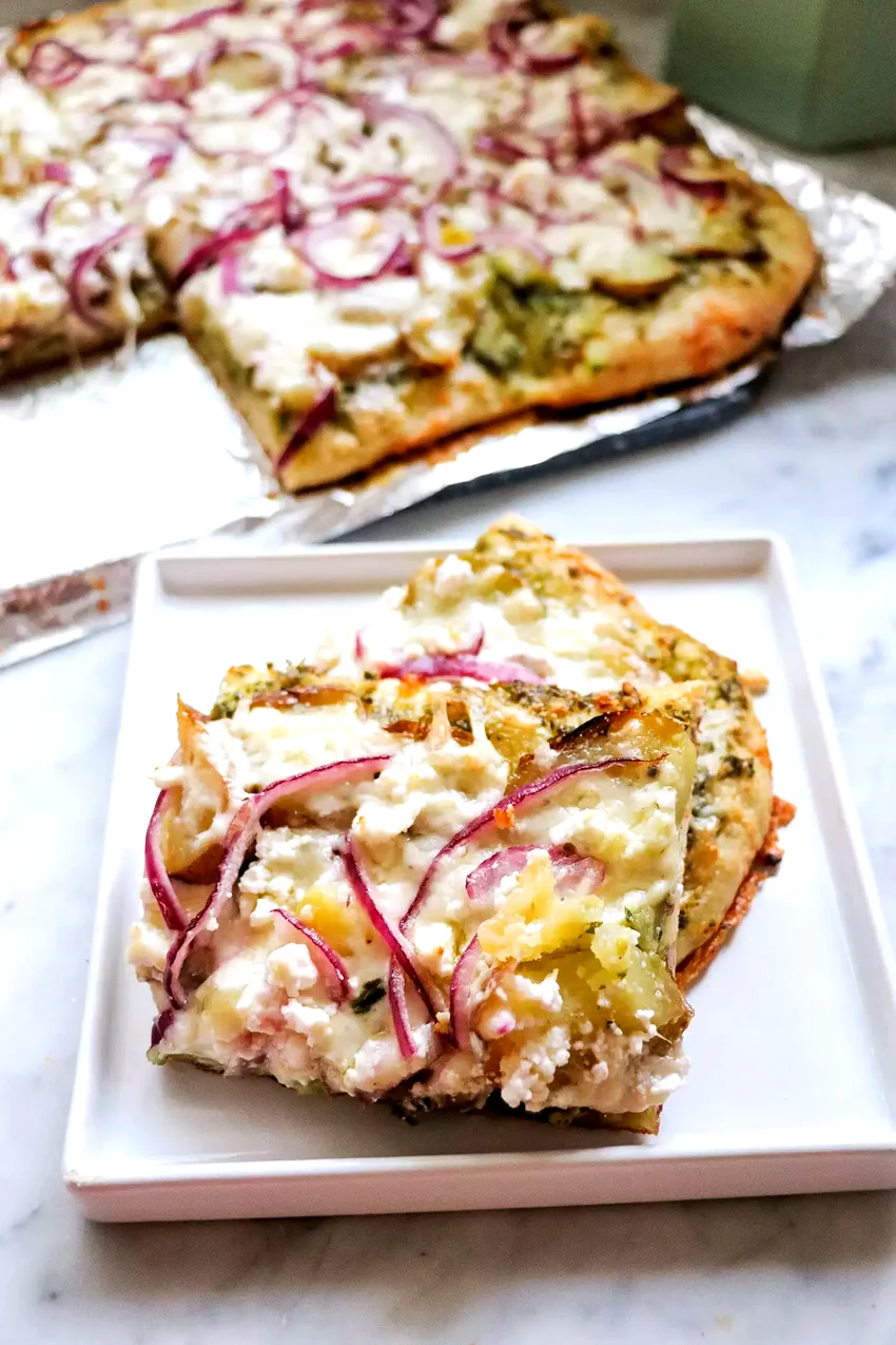 35 Creative Yukon Gold Potato Recipe Ideas Potato Pesto Feta Pizza