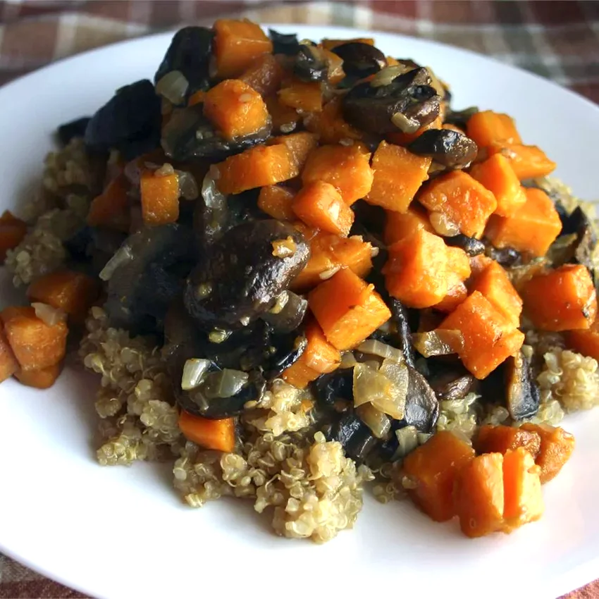 Quinoa with Sweet Potato and Mushrooms