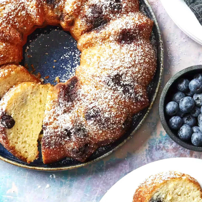 Ricotta Pound Cake with Lemon and Blueberries