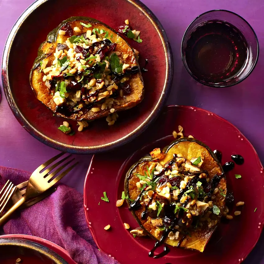 12 Delicious Roasted Acorn Squash Dishes for Fall Cooking Roasted Acorn Squash with Farro Stuffing