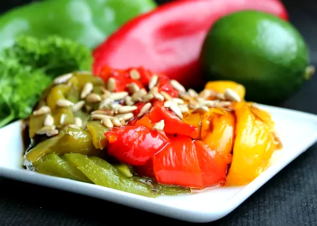 Roasted Bell Peppers with Sunflower Seeds