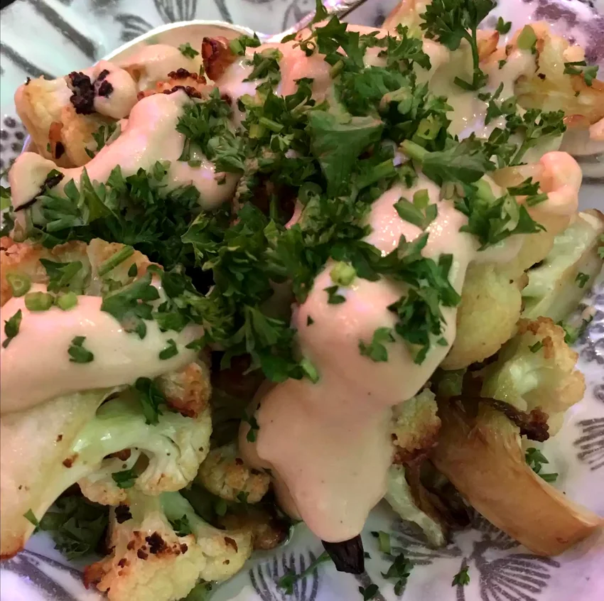 Roasted Cauliflower with Tahini Sauce