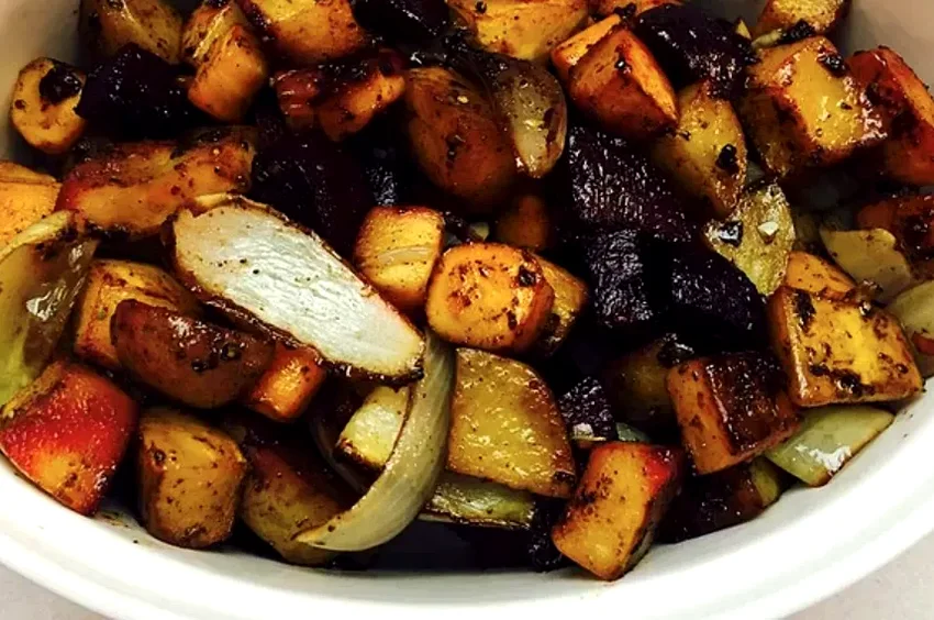 Roasted Pumpkin with Root Vegetables and Broccoli