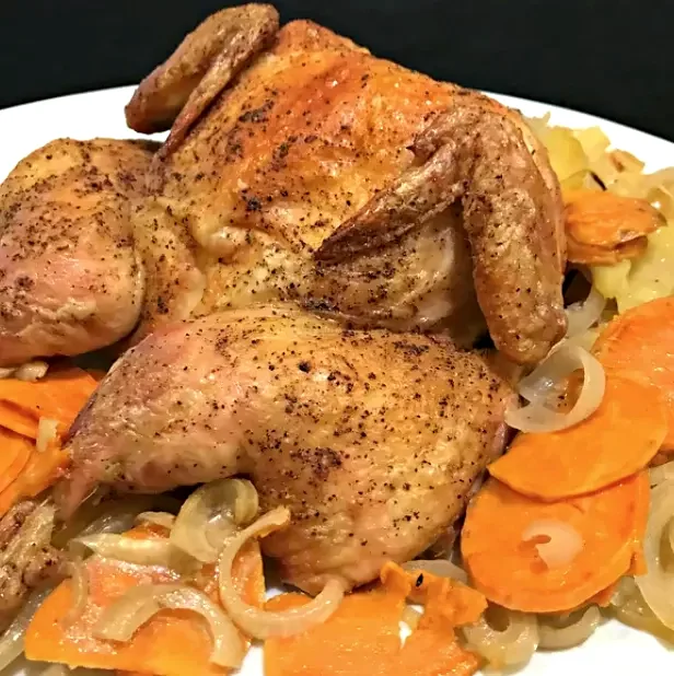 15 Sweet Potato and Chicken Recipe Ideas for Dinner Roasted Spatchcocked Chicken with Potatoes