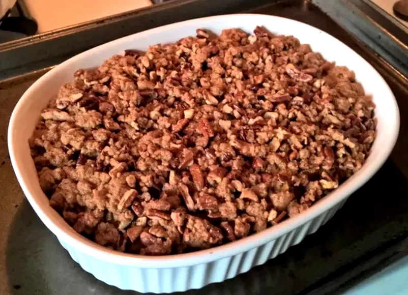 Roasted Sweet Potato Casserole with Pecan Crumble