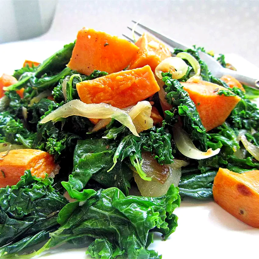 Top 50 Holiday Side Dishes for Thanksgiving Dinner Roasted Yam and Kale Salad