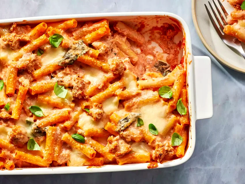 48 Simple 9x13 Pan Dinner Recipes for Easy Family Meals Sausage and Spinach Baked Ziti
