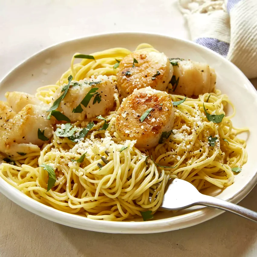 Savory Sea Scallops and Angel Hair Pasta