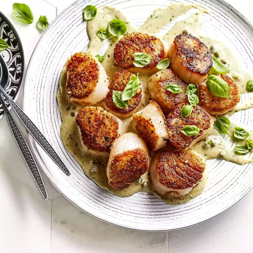 23 Effortless Summer Meals That Never Disappoint Scallops with Pesto Cream Sauce