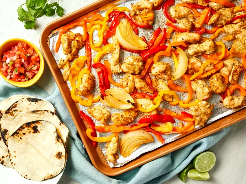 41 Champion Recipes For Your Game Day Taco Station Sheet Pan Chicken Fajitas