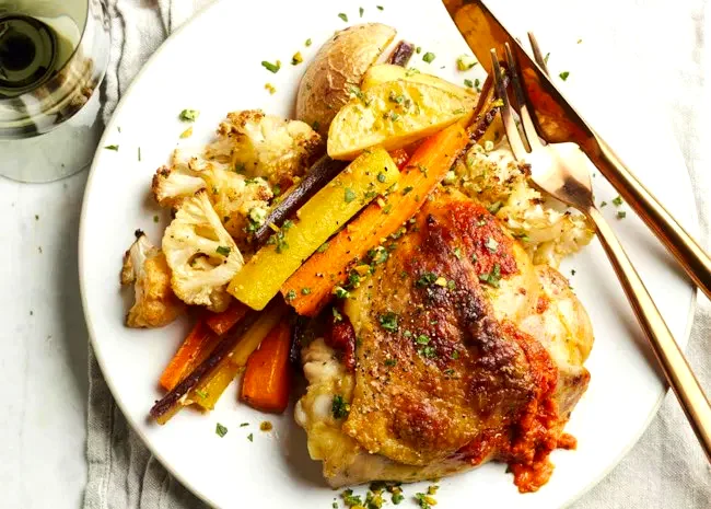 14 Best Healthy Clean Eating Chicken Recipe Collection Sheet Pan Harissa Chicken Dinner