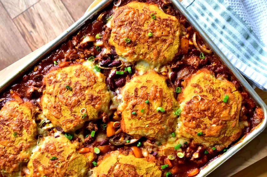 Sheet Pan Turkey Chili with Cornbread