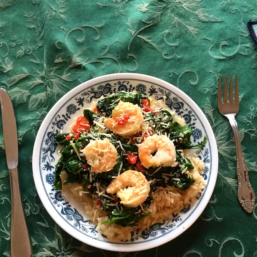 Shrimp, Leek and Spinach Risotto