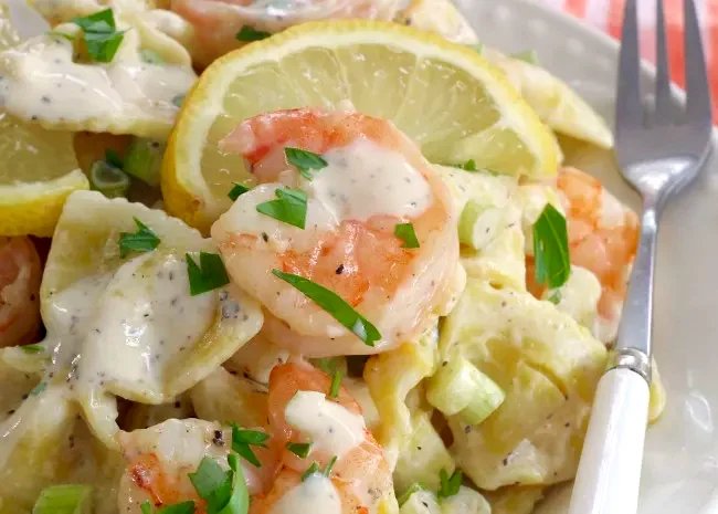 Shrimp Pasta Salad with a Creamy Lemon Dressing