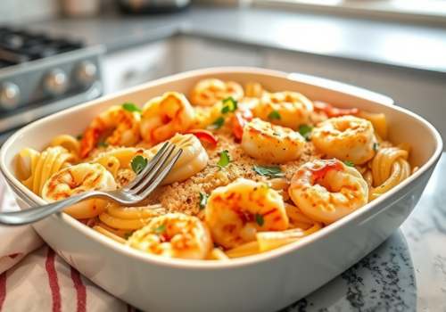 Shrimp Scampi Pasta Bake