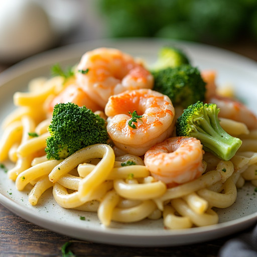 Shrimp and Broccoli Alfredo Casserole