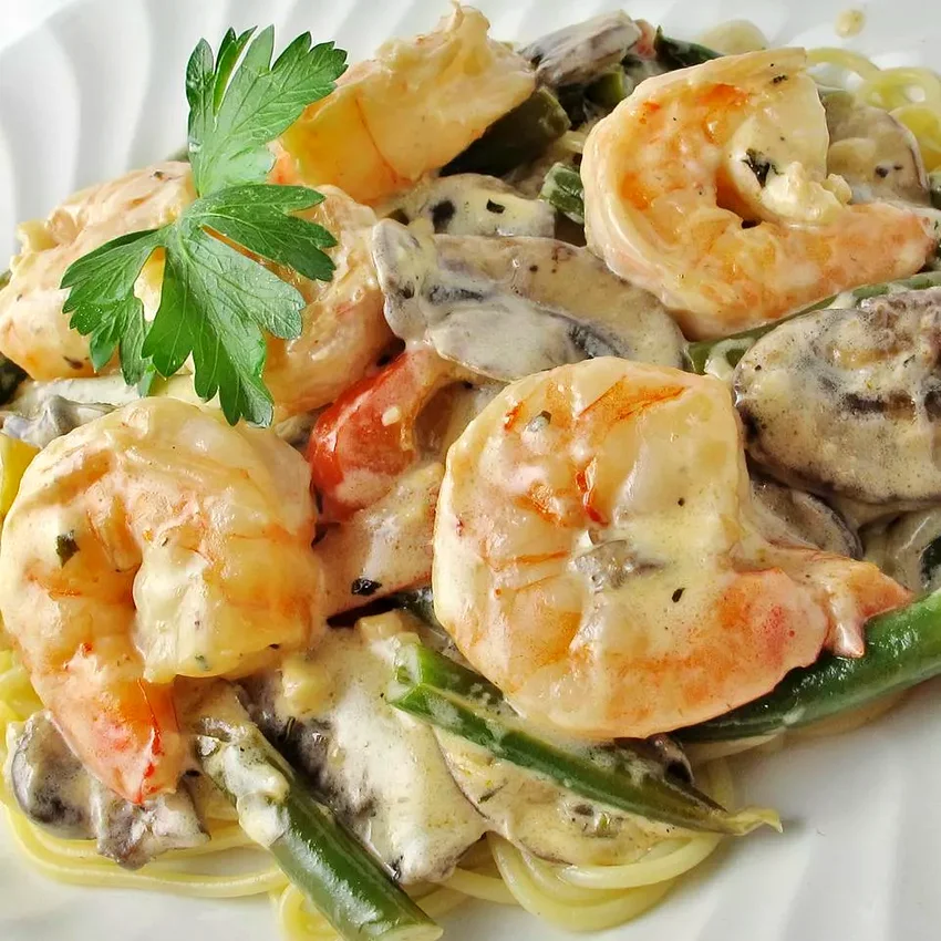 Top 20 Mushroom Pasta Dishes for Comfort Food Lovers Shrimp and Mushroom Linguini with Creamy Cheese Herb Sauce