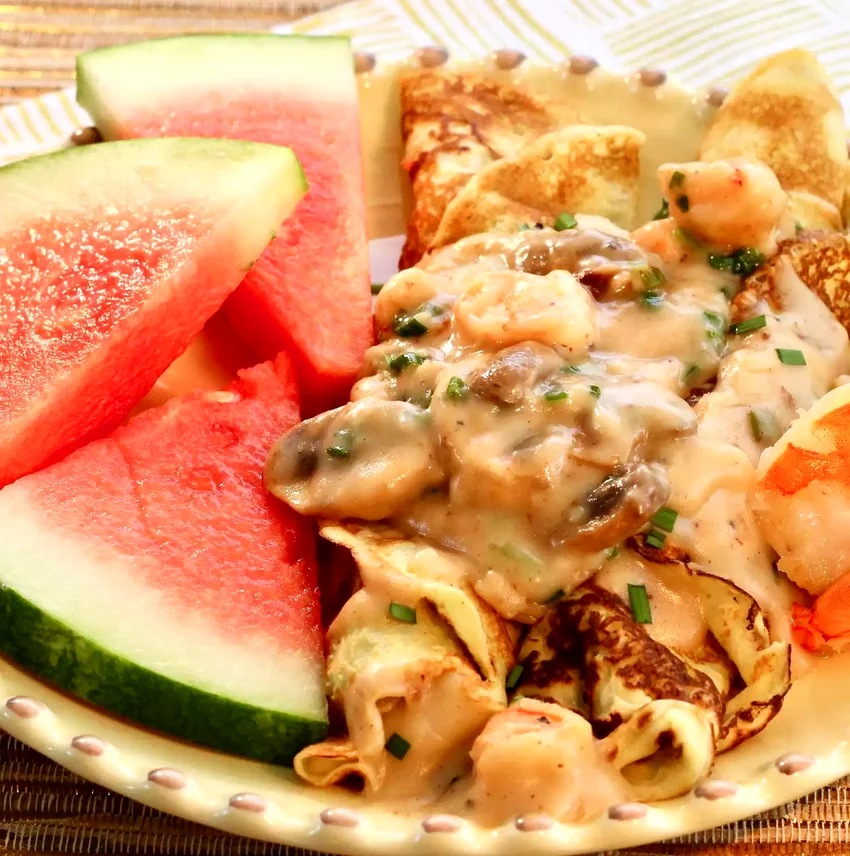 Shrimp and Scallop Crepes