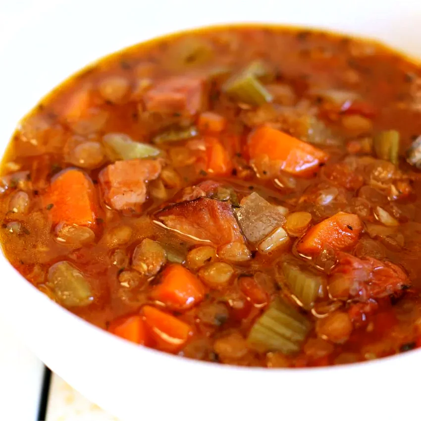 Slow Cooker Lentil and Ham Soup