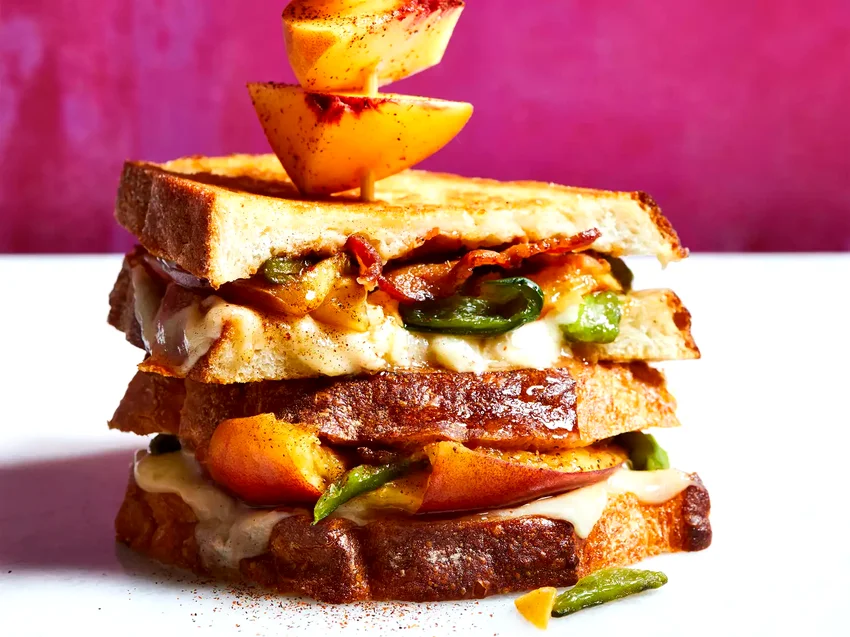 Smashed Peach and Poblano Grilled Cheese
