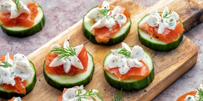 Smoked Salmon on Cucumber Slices