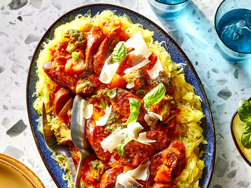 25 Hearty Sausage Dinners Perfect for Busy Weeknights Smoked Sausage with Spaghetti Squash