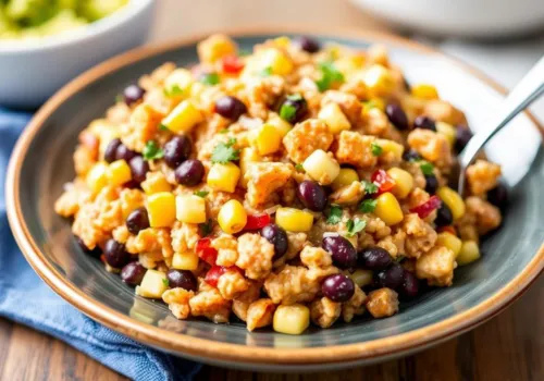 Southwest Black Bean and Chicken Rice Casserole