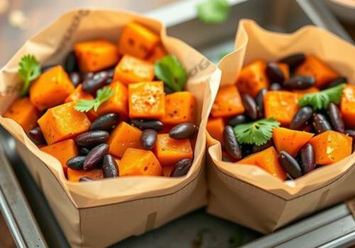 Southwest Sweet Potato and Black Bean Packets