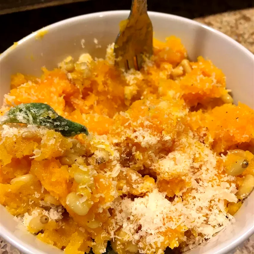 Spaghetti Squash with Pine Nuts, Sage, and Romano