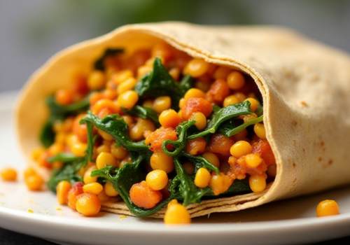 Spiced Lentil and Spinach Wrap