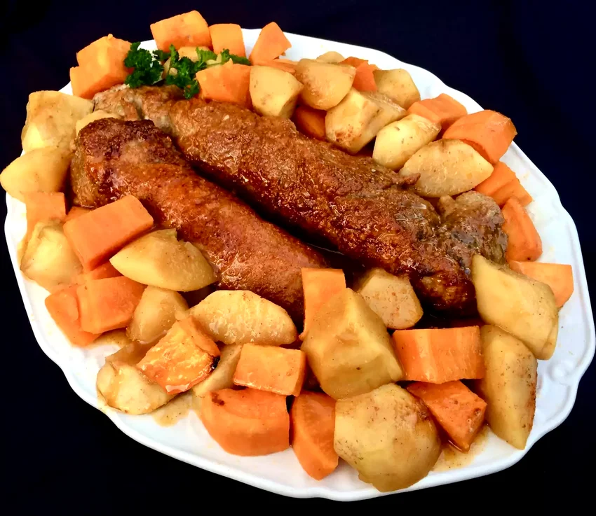 25 Hearty Main Course Recipes Featuring Sweet Apples Spicy Pork Tenderloin with Apples and Sweet Potatoes