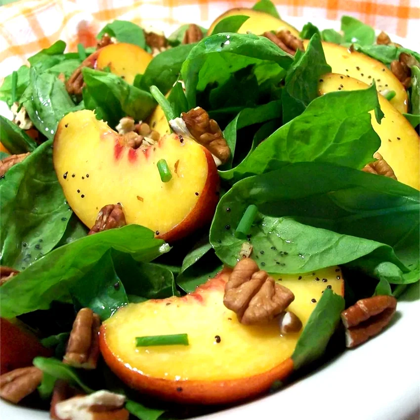 10 Fresh Peach Salad Ideas for Your Summer Table Spinach Salad with Peaches and Pecans
