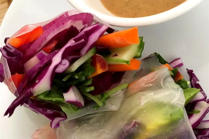 Spring Rolls with Coconut Peanut Sauce