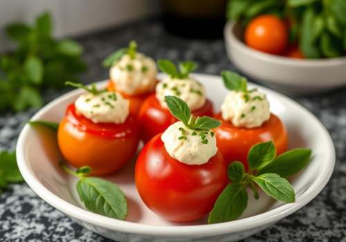 Stuffed Cherry Tomatoes with Herb Cashew Cheese